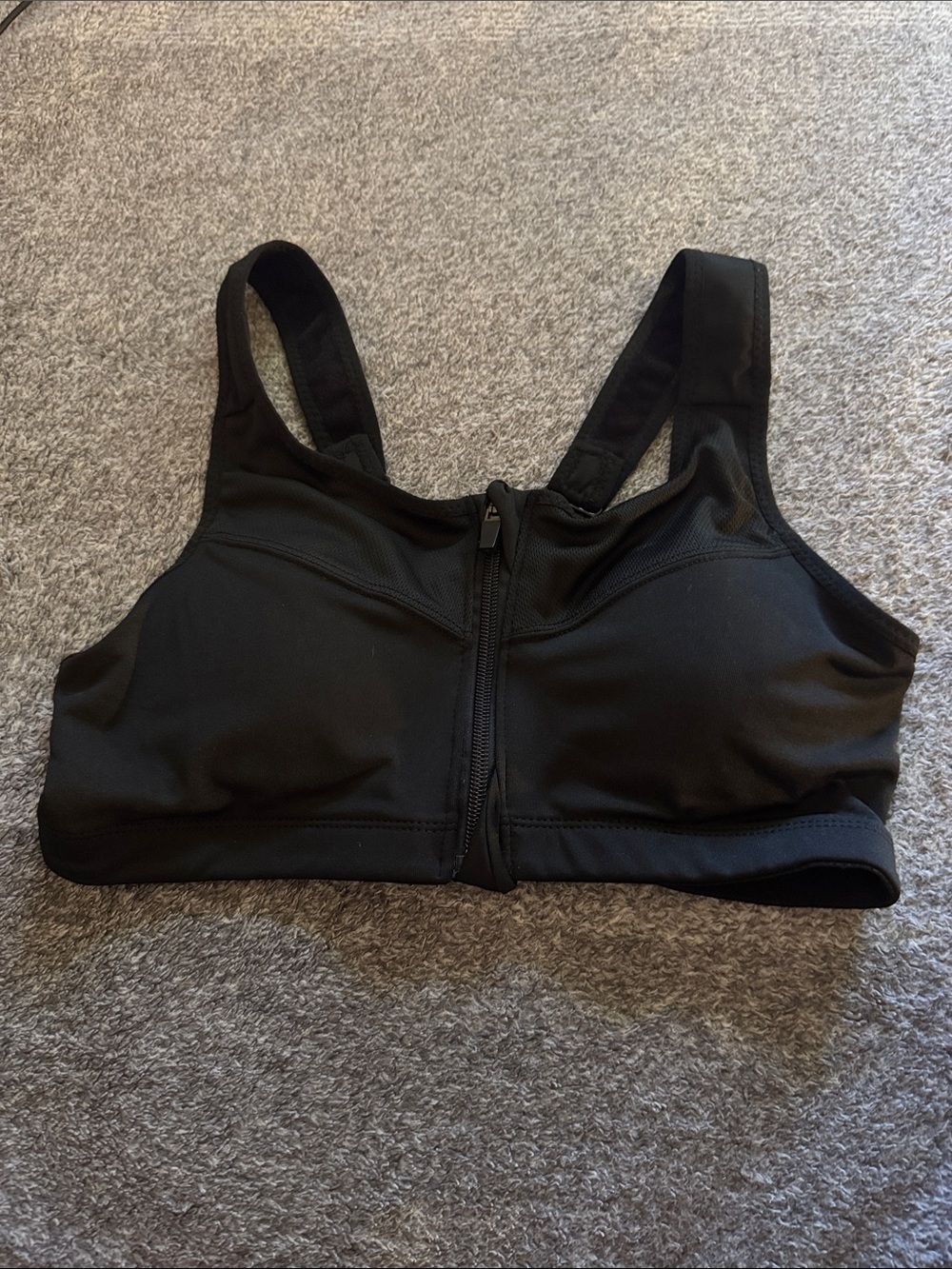 Front-Zip Black High Support Sports Bra